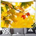 Arazzo da parete con paesaggio forestale autunnale per decorazione soggiorno - 100x70(Peluche Corto) / Stile Foglia d'Acero Autunnale (12)