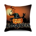 Halloween decorative pillow case featuring pumpkin lanterns, black cats, and full moon graphics - 18x18 Inch / Pumpkin Black Cat Moon Style (29)