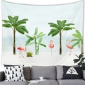 Tropical wall tapestry featuring pink flamingos and palm leaves for living room decor - Tropical Beach Flamingos (12)