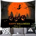 Detail der Happy Halloween Wandteppich mit Kürbis-Laternen und einer Vollmondnacht - Kürbis Hexe (7)