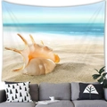 Arazzo spiaggia estiva con conchiglia grande e vista mare per decorazione a parete - 100X70 / Stile 17