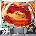 Tapisserie murale abstraite aux couleurs vives suspendue au-dessus d'un canapé moderne - Style 8 (Coups de Pinceau Rouge-Jaune-Cyan) / 100x70cm