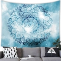 Blue and white mandala tapestry with starry sky background in a cozy living room setup - 7 / 100x70(Peach Skin)