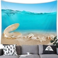 Arazzo nautico con motivo di conchiglie e stelle marine sopra un divano grigio - 100X70 / Stile 16
