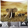 African elephant sunset tapestry wall hanging for living room interior decoration - 100X70 / Golden Savanna Sunset Elephant Herd (Style 17)