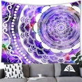 Starry sky mandala tapestry with geometric purple galaxy patterns for wall decor - 10 / 100x70(Peach Skin)