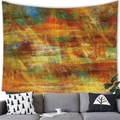 Tapisserie murale abstraite avec peinture à l'huile géométrique jaune et orange - Style 38 (Coups de Pinceau Abstraits Orange Chaud) / 100x70cm