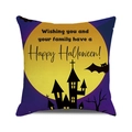 Halloween throw pillow cover with purple castle, moon and festive bats design - 18x18 Inch / Purple Moon Castle Style (33)