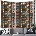 Detail of bohemian Aztec tapestry hanging above a sofa with geometric patterns - 100cmx70cm / Pattern 4