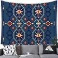 Detail van een Azteeks wandtapijt met geometrische strepen boven een moderne grijze bank - 100cmx70cm / Patroon 7