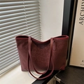 Elegante borsa tote in pelle scamosciata bordeaux con motivo leopardato da donna - Rosso