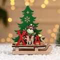 DIY wooden Christmas sleigh ornament with green tree and reindeer for holiday desk decor - Large Reindeer Style (圣诞diy雪橇)