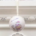 Cream Christmas tin ball ornament with Santa sleigh illustration and hanging ribbon - Cream White Santa Sleigh (F Style)