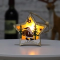 Lighted wooden star ornament with Santa Claus silhouette and warm LED festive glow - Star Santa Claus