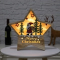 Wooden star-shaped Christmas night light featuring Santa Claus and warm yellow lighting - Large Santa Style