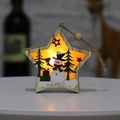 Lighted wooden star ornament with snowman and pine tree pattern for Christmas decor - Star Snowman