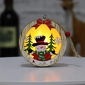 Wooden LED Christmas ornament featuring a snowman with top hat and warm yellow lights - Round Snowman