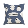 Blue Halloween cushion cover featuring cartoon ghosts and central Halloween typography - Medium Blue Halloween Cartoon Ghost Style (39)