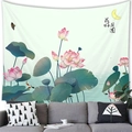 Chinese landscape wall tapestry featuring lotus flowers and goldfish for home decor - Full Moon Lotus (17)
