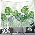Tropical monstera leaf tapestry with watercolor green foliage hanging above a gray sofa - Fresh Watercolor Monstera Shadow (17)