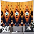Azteeks wandtapijt met geometrische patronen in geel en oranje voor moderne woonkamerdecor - 100cmx70cm / Pattern 14