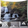 Wall hanging tapestry featuring a scenic multi-tier autumn waterfall in forest - 100x70(Peach Skin) / Cascade Waterfall Autumn Forest (17)