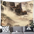 Traditional Chinese landscape tapestry with grand waterfalls and pine trees for wall decor - Waterfall Pine Trees (16)