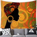 African woman tapestry wall hanging with colorful turban decor over a sofa - 10 / 100x70(Peach Skin)