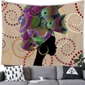 Detailed close-up of African woman silhouette tapestry in a modern living room setting - 9 / 100x70(Peach Skin)