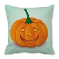 Detail of mint green Halloween pillowcase with vibrant orange Jack-o'-lantern pattern - Orange Jack-o'-lantern (19)