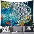 Starry sky mandala tapestry with geometric patterns hanging above a sofa for home decor - 17 / 100x70(Peach Skin)