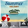 Arazzo spiaggia tropicale con stampa Summer Holiday sopra un divano in soggiorno - Stile Isola delle Vacanze Estive (4) / 150x100(Pelle di Pesca)