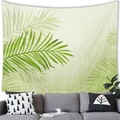 Tropical monstera leaf tapestry hanging above a grey sofa for interior wall decor - Gradient Background Green Palm Leaves (20)