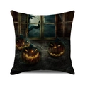 Halloween watercolor pumpkins and moonlight landscape on square decorative cushion cover - 45x45cm / Moonlight Window Withered Tree Pumpkin Style (32) / Colorful