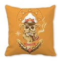 Nautical sea dog skeleton skull square throw pillow with anchor and compass motif - Skeleton Captain (30)