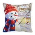 Federa natalizia con pupazzo di neve e lanterna su morbido tessuto pelle di pesca - 45x45 cm / Stile Pupazzo di Neve con Lanterna (2)