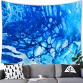 Tenture murale d'art fluide abstrait bleu suspendue au-dessus d'un canapé moderne - Style 14 (Ripples Fluides Bleu-Blanc) / 100x70cm