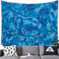 Tapisserie géométrique abstraite avec motifs camouflage bleus pour décor mural moderne - Style 18 (Rendu Abstrait Bleu) / 100x70cm