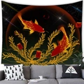 Arazzo in stile giapponese con gru e carpe koi per la decorazione murale della casa - 100x70(Pelle di Pesca) / Busta Rossa del Premio Koi (20)