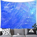 Tapisserie murale abstraite aux tons bleus suspendue au-dessus d'un canapé gris - Style 25 (Art à l'Huile à Texture Bleue) / 100x70cm