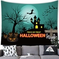 Arazzo di Halloween con strega, zucca e luna per la decorazione della casa e festa - Stile 20 / 150x130(Peluche Corto)