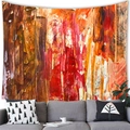 Tapisserie abstraite à l'huile géométrique en orange chaud et jaune pour le mur - Style 26 (Coups de Pinceau Chauds Orange-Rouge) / 100x70cm