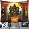 Arazzo Halloween con zucca e castello per decorazione murale festiva della casa - Stile 19 / 150x130(Peluche Corto)