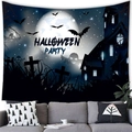 Tapisserie murale Halloween Party avec lune, château et fantôme pour déco de salon - 95x73cm / Fête d'Halloween - Château et Tombes au Clair de Lune (Style 14)