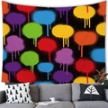 Tenture murale graffiti abstrait avec gouttes de peinture colorées sur fond noir - 100x70(Peau de Pêche) / Style de Points Graffiti de Rue (20)