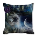 Fodera per cuscino decorativo di Halloween con gattino carino sotto la luna e le stelle - Gatto Notte Stellata (1)