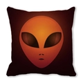 Halloween pillow cover with orange alien face graphic on soft peach skin fabric - Alien Face (29)