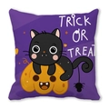 Detail of Halloween pillowcase with cute black cat, pumpkin and Trick or Treat text - Trick or Treat Cat (18)