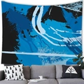 Tapisserie moderne aux coups de pinceau abstraits bleus pour décoration murale de salon - 100x70(Peau de Pêche) / Style Coups de Pinceau à l'Encre Bleu Noir (29)