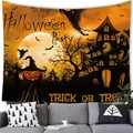 Arazzo spaventapasseri di zucca di Halloween in arancione e nero per parete - Stile 15 / 100x70(Pelle di Pesca)